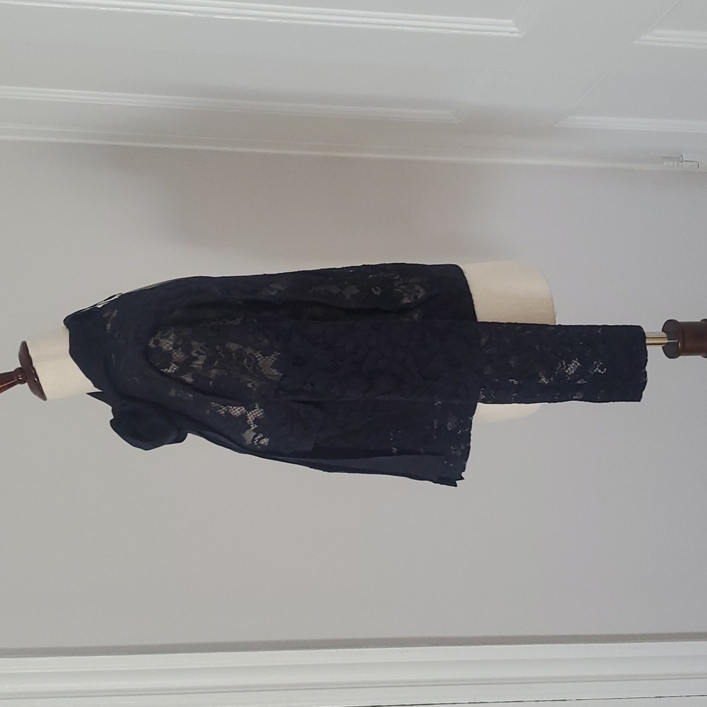 ESCADA Navy Blue Lace Grosgrain Bow Jacket - Picture 3 of 8